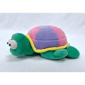 Russ Berrie Speedy Turtle Rattle Pink Purple Shell Green Stuffed Animal Plush